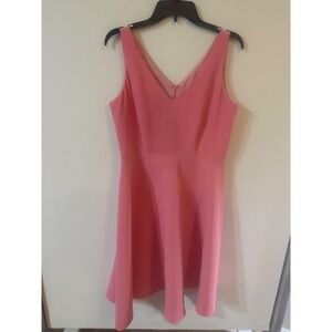Julie Brown New York Pink V-Neck Fit and Flare Dress Size 8 missing belt